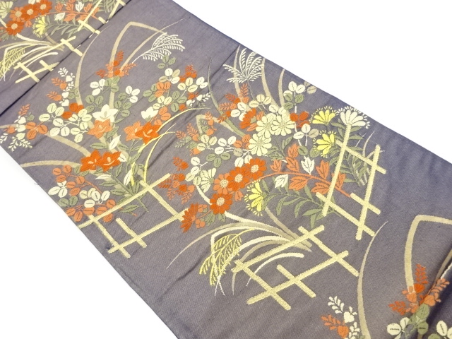JAPANESE KIMONO / VINTAGE FUKURO OBI / WOVEN AUTUMN FLOWERS